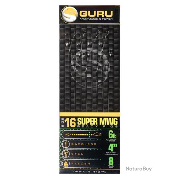 GURU BAS DE LIGNE SMWG STANDARD HAIR READY RIGS GURU 0,17mm 16 4''/10cm