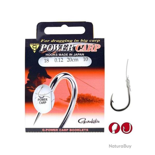 GAMAKATSU BAS DE LIGNE POWER CARP BARBED 0,18mm 10