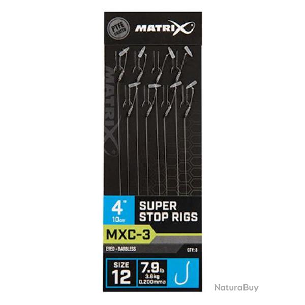 MATRIX BAS DE LIGNE MXC-3 SUPER STOP RIGS 4"/10CM 0,20mm 12 10cm