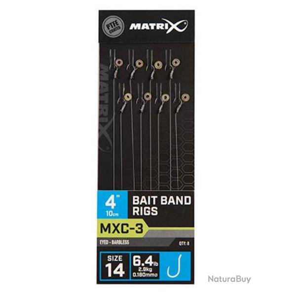 MATRIX BAS DE LIGNE MXC-3 BAIT BAND RIGS 4"/10CM 0,18mm 14 10cm