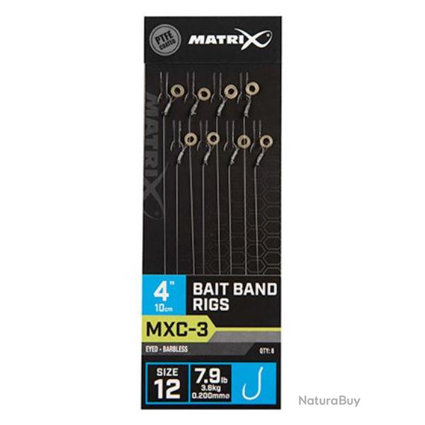 MATRIX BAS DE LIGNE MXC-3 BAIT BAND RIGS 4"/10CM 0,20mm 12 10cm