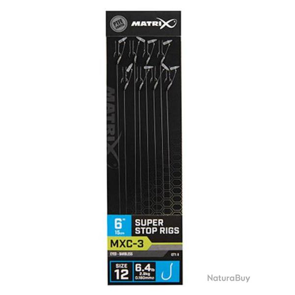 MATRIX BAS DE LIGNE MXC-3 SUPER STOP RIGS 6"/15CM 0,18mm 12 6''15cm