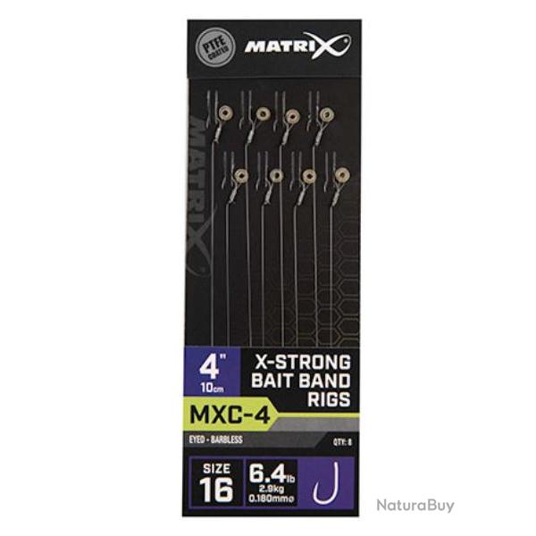 MATRIX BAS DE LIGNE MXC-4 X-STRONG BAIT BAND RIGS 4"/10CM 0,18mm 16 4''/10cm