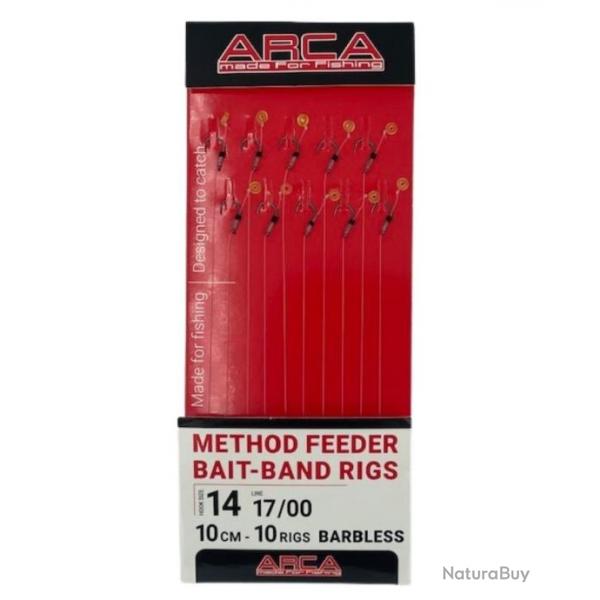 ARCA BAS DE LIGNE METHOD FEEDER BAIT-BAND RIG F1624 BARBLESS 10CM ARCA 0,15mm 18 4''/10cm