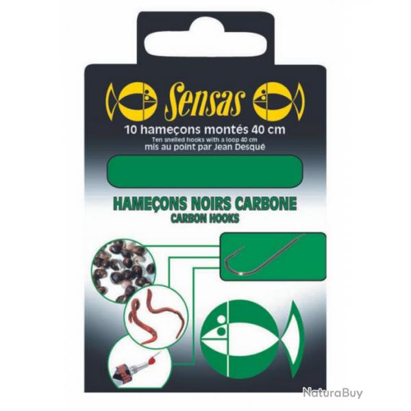 SENSAS HAMEONS MONTS NOIR CARBONE 40CM SENSAS 0,10mm 16 40cm