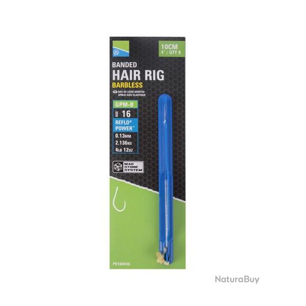 PRESTON BAS DE LIGNE MAG STORE GPM-B BANDED HAIR RIGS 4"/10CM 0,15mm 12 4''/10cm