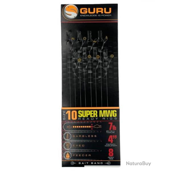 GURU BAS DE LIGNE SUPER MWG BAIT BANDS 4"/10CM GURU 0,19mm 10 4''/10cm