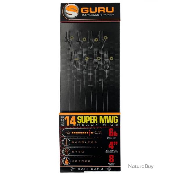 GURU BAS DE LIGNE SUPER MWG BAIT BANDS 4"/10CM GURU 0,17mm 14 4''/10cm