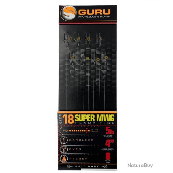 GURU BAS DE LIGNE SUPER MWG BAIT BANDS 4"/10CM GURU 0,15mm 18 4''/10cm