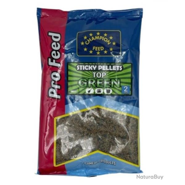 CHAMPION FEED STICKY PELLETS TOP GREEN 2MM 650GR CHAMPION FEED