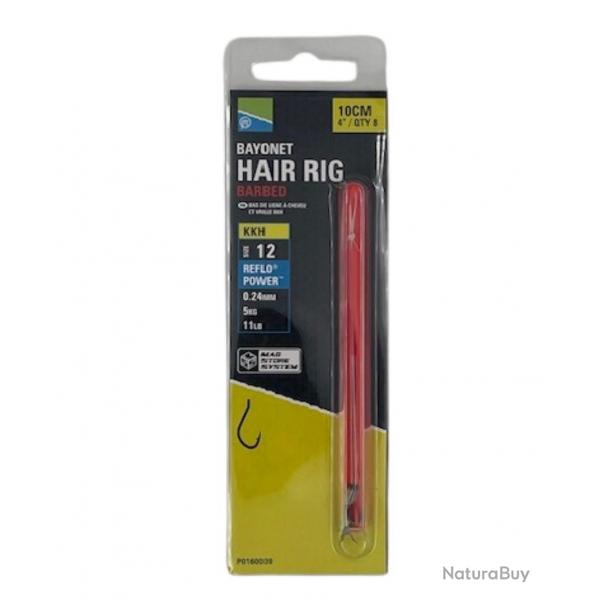 PRESTON BAS DE LIGNE MAG STORE KKH BAYONET HAIR RIGS 4"/10CM PRESTON 0,24mm 12