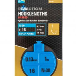 PRESTON BAS DE LIGNE REVALUTION N30 HOOKLENGTHS 1M PRESTON 0,15mm 12