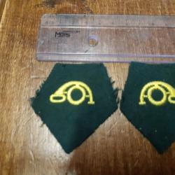 paire de cors de chasse brodés pour coudre sur col de veste