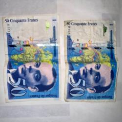 Vends lot de Billets 50 francs 1997 et billet 100 franc 1998