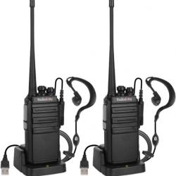 Talkie Walkie Professionnel Radio bidirectionnelle UHF Rechargeable Longue portée Chargement USB