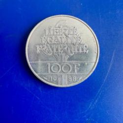 Pièce argent 100 francs 1988