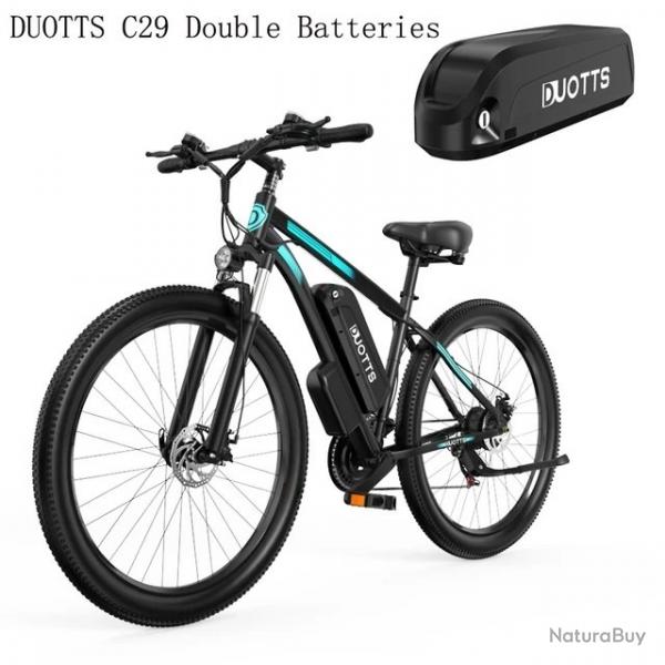 Vlo lectrique C29  Double Batterie E-bike de Montagne 21 Vitesses 750W x 2 48V 15Ah porte-bagages