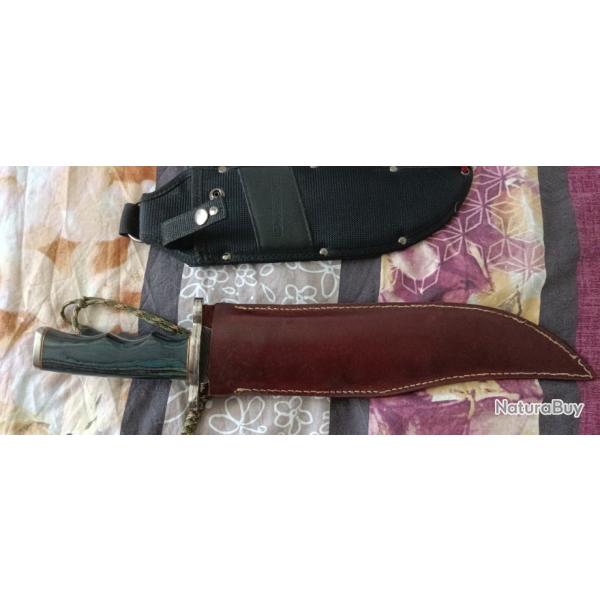 Set de couteaux bowie et machette de chasse avec fourreau offert