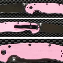 Couteau Ontario Rat II Pink Lame Acier AUS-8 Manche FRN Linerlock Clip ON8862