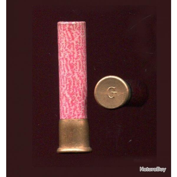 9 mm Flobert ancienne Gvelot - RARE corps en carton marbr rouge