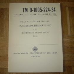 manuel technique américain sur la mitrailleuse M 60 américaine en anglais