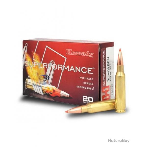Munitions HORNADY calibre 7-08 Rem Superformance SST 139gr x20