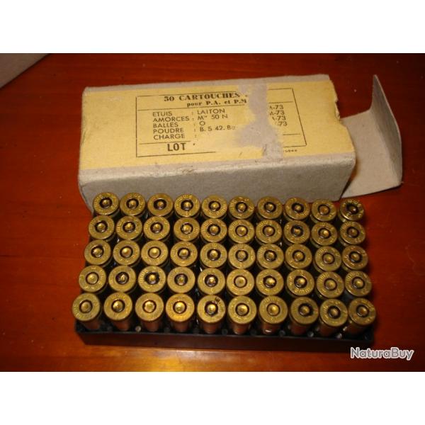 Ancienne boite  MILITAIRE SFM  lot 73  ( tiquette dchire) de 50 cartouches 9mm para. NEUTRALISEES