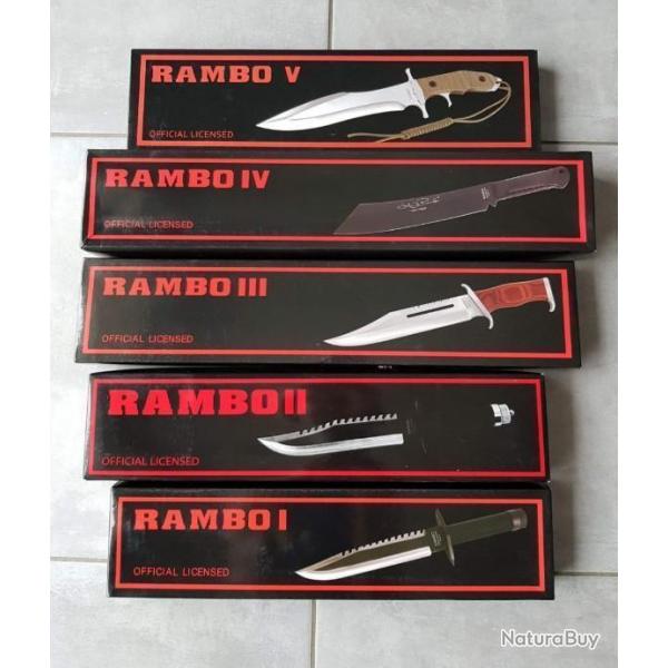 !! POUR COLLECTIONNEURS !! Lot 5 Poignards couteaux machette RAMBO 1/2/3/4/5