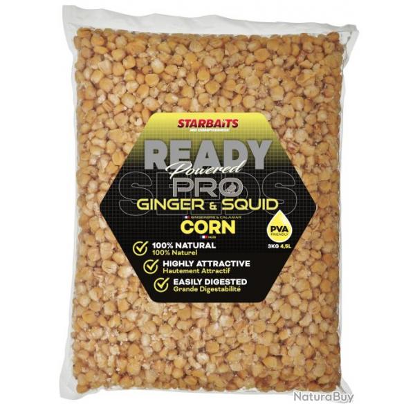 Graine Cuite Starbaits Ready Seeds Ginger Squid Corn 3KG