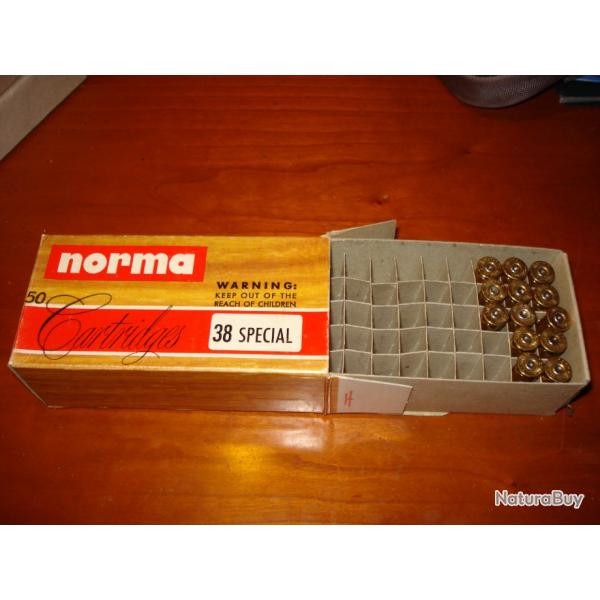 13 cartouches NORMA 38 spcial  manufactures NEUTRALISEES dans la boite d'origine.