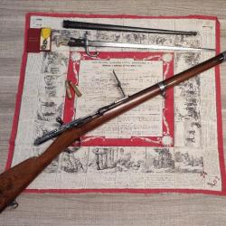Exceptionnel rare fusil gras 1866- 1874 11mm d'origine + cartouches,baïonnette,médaille et mouchoir