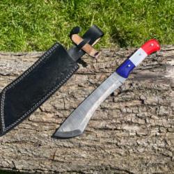 Couteau machette de battue damas forgé LLF 33cm edition patriote