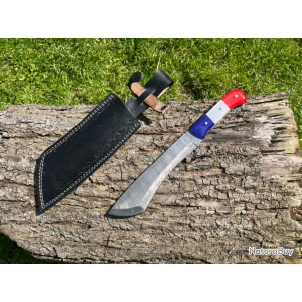 Couteau machette de battue damas forg LLF 33cm edition patriote