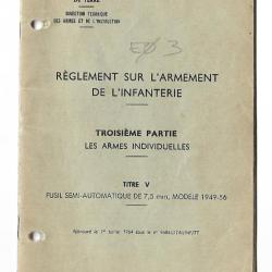Règlement Armement FSA 49/56 - Edition 1964