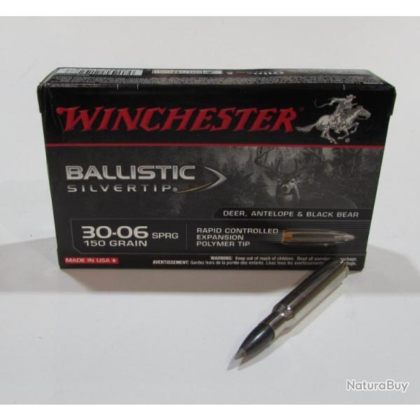 boite de 20 cartouches 30-06, Winchester Ballistic Silvertip 150 grains