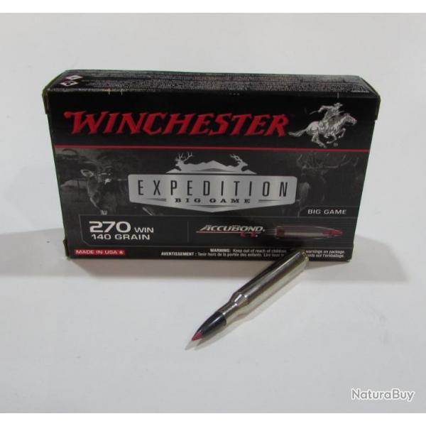 boite 20 cartouches, cal 270 winchester, winchester Accubond, 140 grains