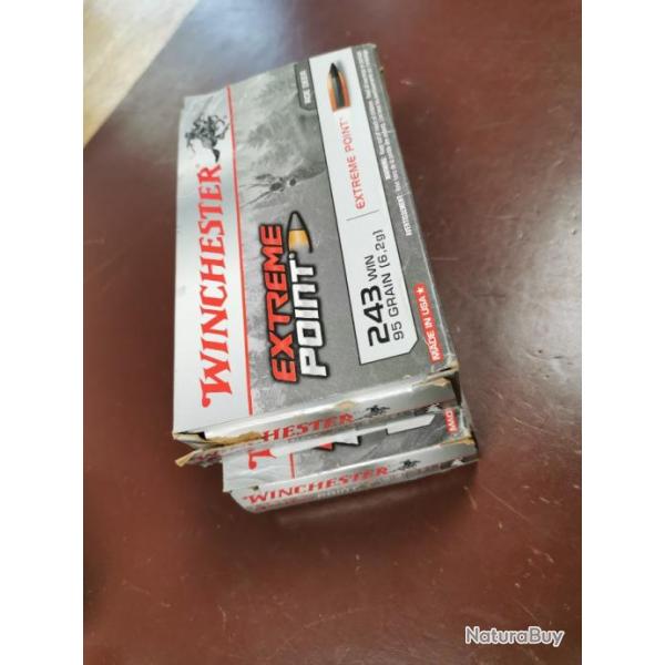 Lot munitions 243 win 95gr extreme point