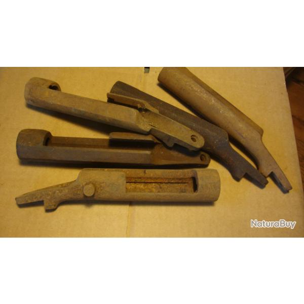 lot de 5 boitiers de fusil ancien periode 1850/70 a nettoyer et a identifier