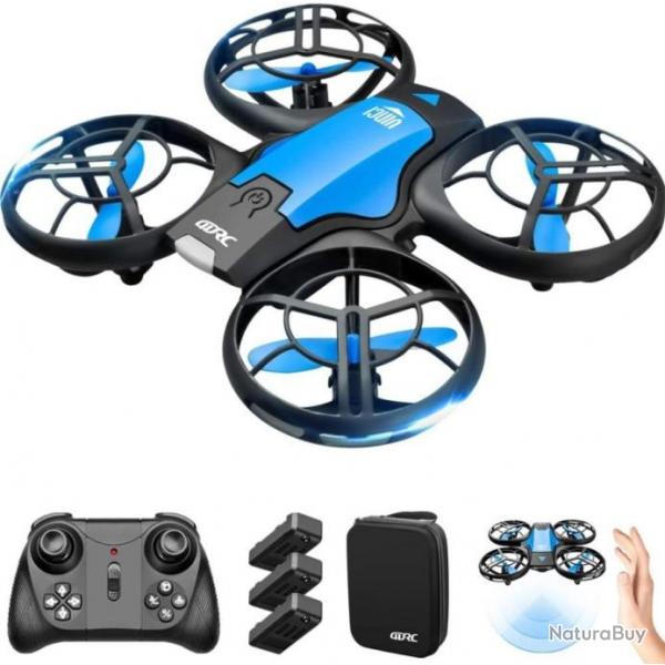 Drone Quadricoptre 4K V8 camra HD 4K 1080P WiFi Fpv Pression de l'air en Hauteur pliante Bleu