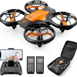 Drone Quadricoptère 4K V8 caméra HD 4K 1080P WiFi Fpv Pression de l'air en Hauteur pliante Orange
