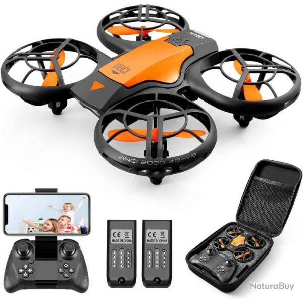 Drone Quadricoptre 4K V8 camra HD 4K 1080P WiFi Fpv Pression de l'air en Hauteur pliante Orange