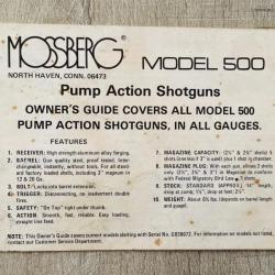 Notice Mossberg 500 Occasion