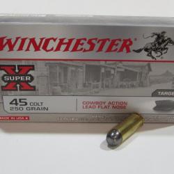 Boite de 50 Cartouches Winchester , cal 45 Colt , ogive lead Flat Nose 250 grains