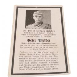 Avis de décès d'un Unteroffizier  de la  Heer décédé sur le front russe en 1943
