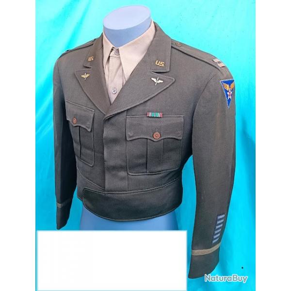 Blouson Ike + chemise officier USAAF Twelfth air force pilote US seconde guerre mondiale