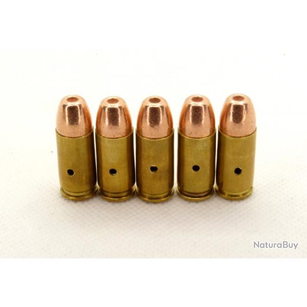 Lot 5 Balles neutraliss de 9mm parabellum Luger 9x19mm Hollow-point pour dcoration INERTE NEUTRA