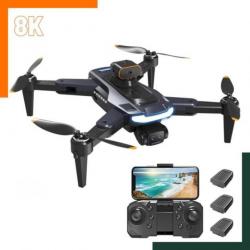Drone 8K UHD  5G Double caméra  - Détecteur d'obstacle 5 cotés - 3 batteries lithium - LED multiples