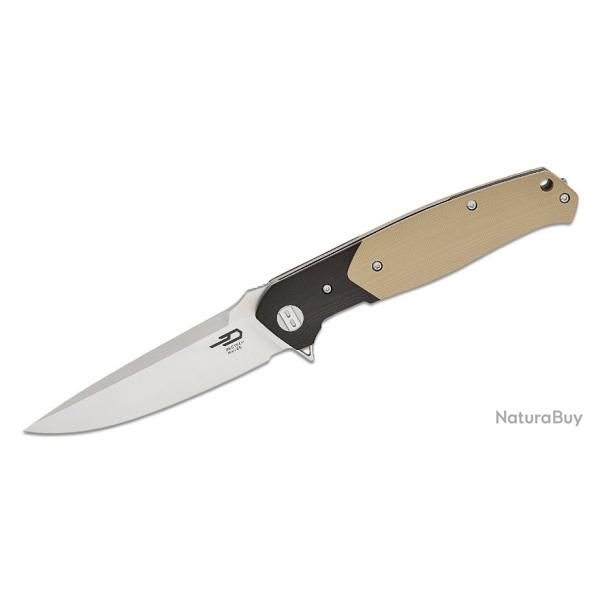 Couteau Bestech Swordfish Beige/black Lame Acier CPM-MagnaCut Manche G10 IKBS Linerlock Clip BTKG03K