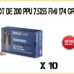 200 Munitions PARTIZAN PPU 7.5x55 11.3gr FMJ 