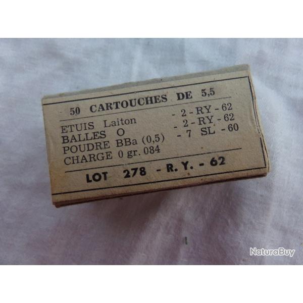 bote de 50 cartouches militaires de collection 5,5 mm 22 LR